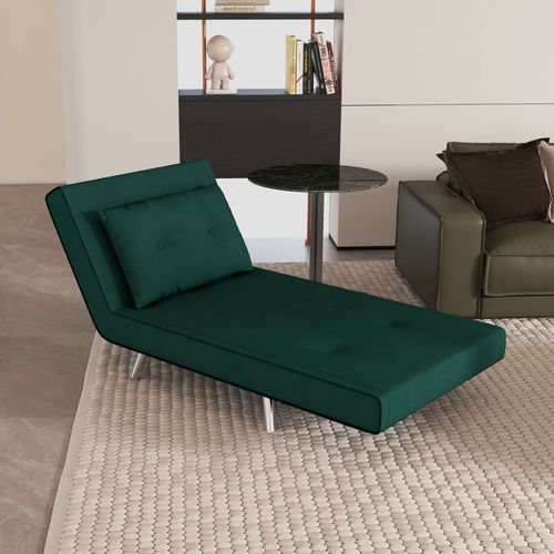Fauteuil-lit Pliable En Velours Vert Foncé, Avec Coussin, Fonction Lit, Pour Invités