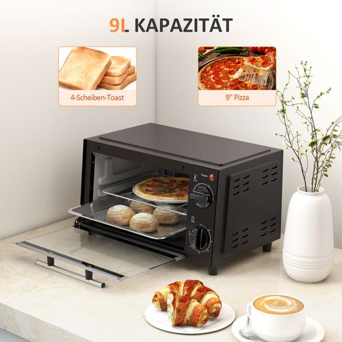 Minis Four 9l En Acier Inoxydable Avec Plaque De Cuisson,grille, Température Réglable 100 °c-230 °c