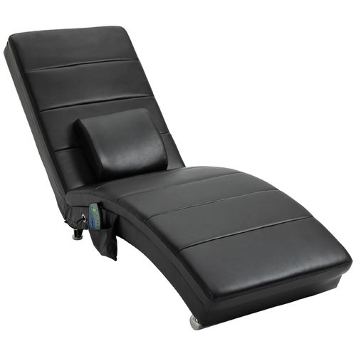 Chaise Longue En Cuir Avec Fonction Massage, 8 Points De Massage, Noir