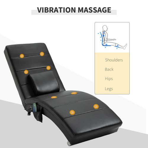 Chaise Longue En Cuir Avec Fonction Massage, 8 Points De Massage, Noir