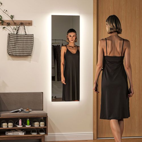 Miroir Debout 40 X 120 Cm En Verre Avec LED, Miroir Mural Avec Commande Tactile, Sans Cadre