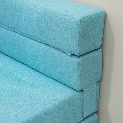 Fauteuil Pliant 2-en-1 En Tissu Avec Fonction Lit, Bleu