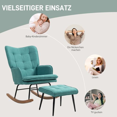 Fauteuil à Bascule Jusqu’à 130 Kg, Avec Repose-pieds, En Lin, Pour Chambre