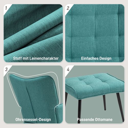 Fauteuil à Bascule Jusqu’à 130 Kg, Avec Repose-pieds, En Lin, Pour Chambre