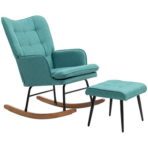 Fauteuil à Bascule Jusqu’à 130 Kg, Avec Repose-pieds, En Lin, Pour Chambre