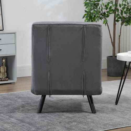 Fauteuil-lit, Canapé Convertible Avec Fonction Lit, Dossier Inclinable, Velours Gris Foncé