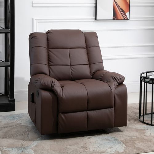 Fauteuil TV Électrique Inclinable 165°, 8 Points De Massage, Télécommande, Pu, Brun
