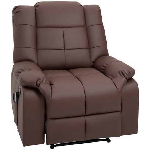 Fauteuil TV Électrique Inclinable 165°, 8 Points De Massage, Télécommande, Pu, Brun