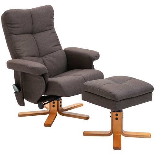 Fauteuil TV En Polyester 145° Inclinable Avec Massage Et Repose-pieds, Marron