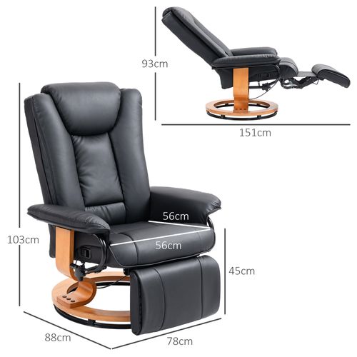 Fauteuil TV En Similicuir, Repose-pieds, Pivotant, Inclinable, Jusqu’à 150 Kg, Noir