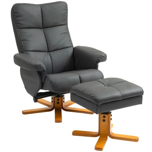 Fauteuil Relax En Similicuir Avec Rangement, Repose-pieds, Pivotant 360°, Gris Foncé