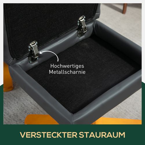 Fauteuil Relax En Similicuir Avec Rangement, Repose-pieds, Pivotant 360°, Gris Foncé