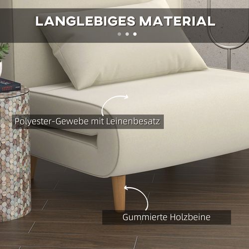 Canapé-lit, Fauteuil Pliable, Dossier Inclinable, Effet Lin, Pour Salon Et Chambre D’amis