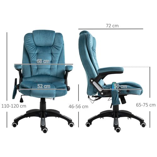 Fauteuil Gaming Bleu, Massage Et Chaleur, Ergonomique, Réglable, 68x72x110-120 cm