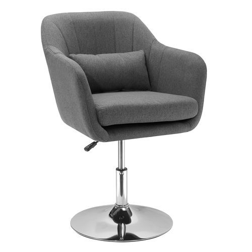 Tabouret De Bureau En Tissu Polyester Gris Foncé, Réglable, Structure Acier, 57x57x77,5-87cm