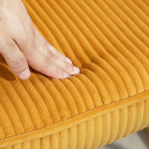 Fauteuil à Bascule, Berbervlies, Accoudoirs, Pieds En Bois, Jaune, Pour Salon