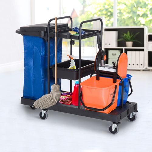 Chariot De Nettoyage Avec 4 Roulettes,chariot à Système Pour Nettoyage Professionnel,111x63,3x103 Cm