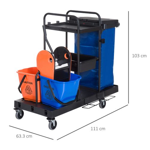 Chariot De Nettoyage Avec 4 Roulettes,chariot à Système Pour Nettoyage Professionnel,111x63,3x103 Cm