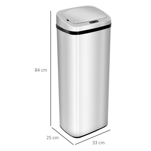 Poubelle Automatique Avec Capteur En Acier Inoxydable 50l, Argenté
