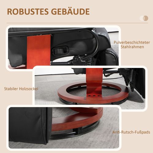 Fauteuil TV Inclinable En Similicuir, Dossier Réglable, Repose-pieds, Jusqu’à 150 Kg, Brun