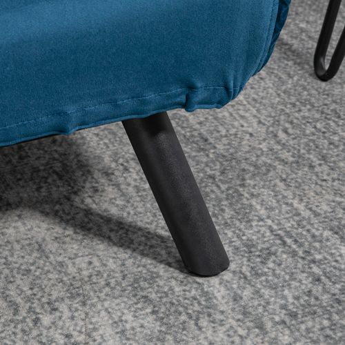Canapé-lit Relax Avec Fonction Lit, Fauteuil En Velours, Dossier Inclinable, Bleu, 102x73x81 Cm