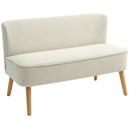 Canapé 2 Places Tissu Confortable Sans Accoudoirs, Style Moderne, Crème