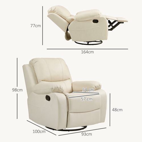 Fauteuil Relax En Tissu, Repose-pieds, Ressorts Ensachés, Pivotant, Crème