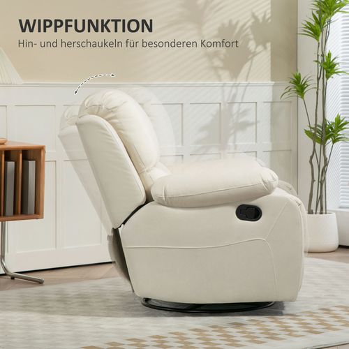Fauteuil Relax En Tissu, Repose-pieds, Ressorts Ensachés, Pivotant, Crème