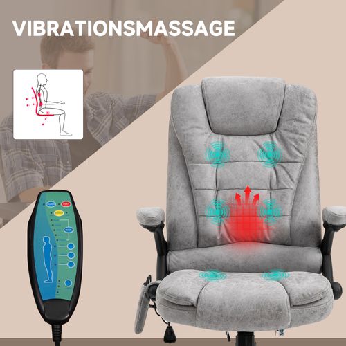 Chaise De Bureau Avec Fonction De Massage Et De Chaleur, Réglable En Hauteur, 6 Points De Massage