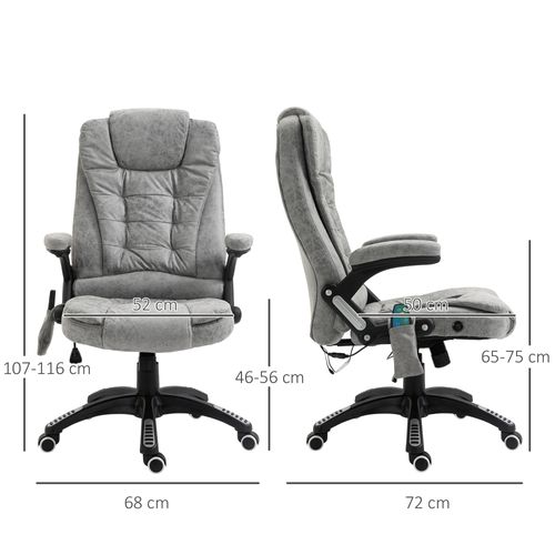 Chaise De Bureau Avec Fonction De Massage Et De Chaleur, Réglable En Hauteur, 6 Points De Massage