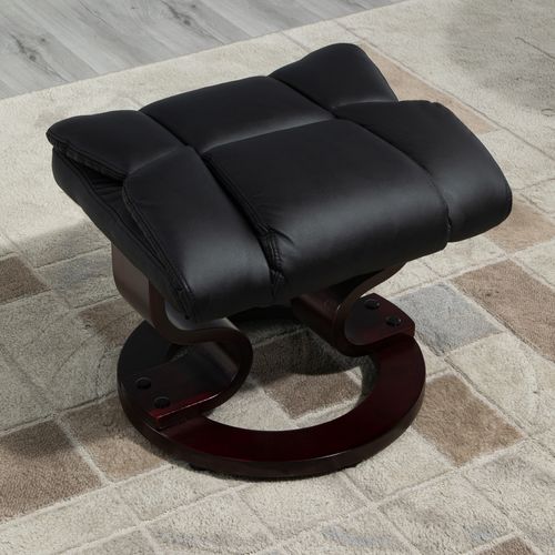 Fauteuil Relax En Similicuir Avec Repose-pieds, Pivotant, Inclinable, Noir