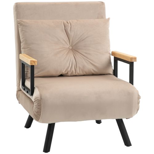 Canapé-lit Relax Avec Fonction Lit, Coussins, Dossier Inclinable, Beige, 63x73x81 Cm, Pour Salon