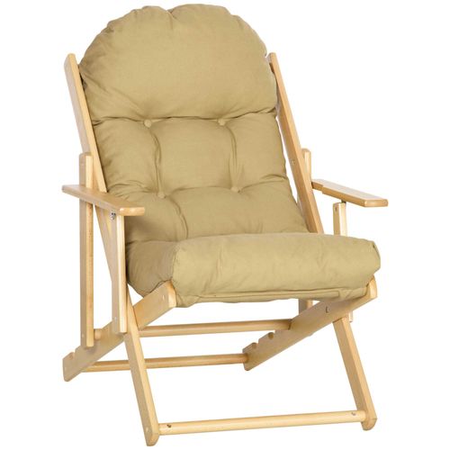 Fauteuil Lounge Lin Et Bois 1 PC Pliant, Repose Relax, 71x89x96 Cm,  Brun