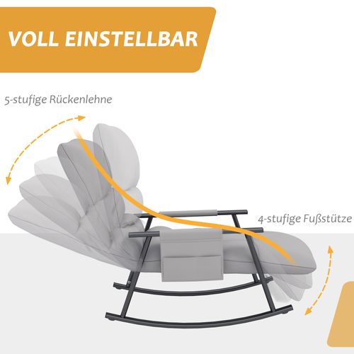 Fauteuil Relax à Bascule Avec Repose-pieds, Dossier Ajustable, Jusqu’à 120 Kg, Gris Microfibre