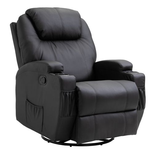 Fauteuil De Massage Inclinable 165°, 5 Modes, Repose-pieds, Télécommande, Similicuir, Noir