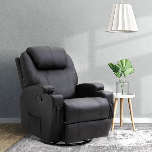 Fauteuil De Massage Inclinable 165°, 5 Modes, Repose-pieds, Télécommande, Similicuir, Noir