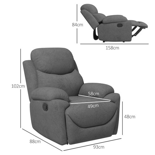 Fauteuil Relax Rembourré En Tissu Effet Lin, Inclinable, Pour Chambre, Gris