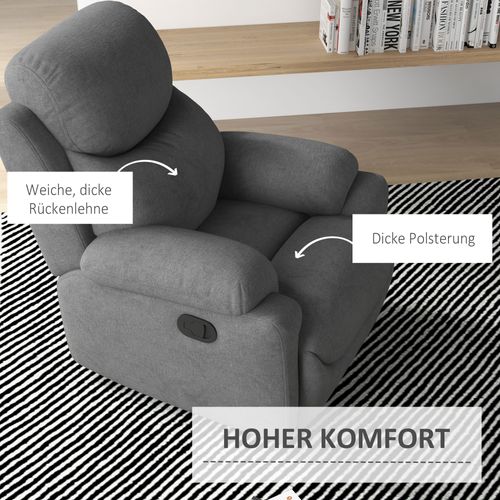 Fauteuil Relax Rembourré En Tissu Effet Lin, Inclinable, Pour Chambre, Gris