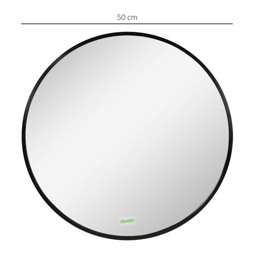 Miroir Rond Ø50 Cm Avec Cadre En Aluminium, Ip44, Pour Salon, Chambre, Salle De Bain