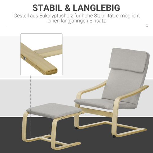 2 Fauteuils De Jardin En Eucalyptus Et Lin,repose-pieds En Polyester, Avec Accoudoirs Et Appui-tête