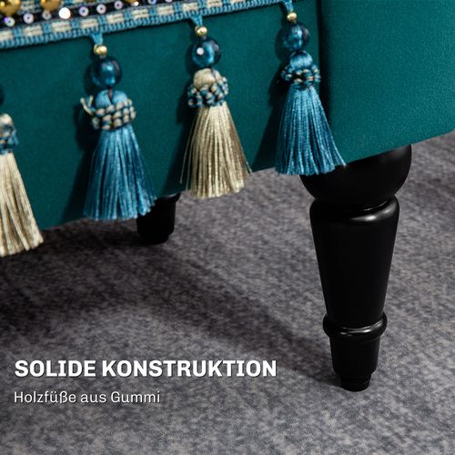 Banc De Luxe En Velours, Rembourré Et Élégant, 117 X 40 X 58 Cm, Vert