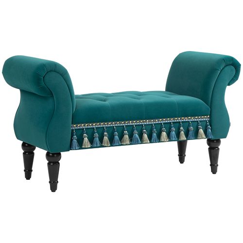 Banc De Luxe En Velours, Rembourré Et Élégant, 117 X 40 X 58 Cm, Vert