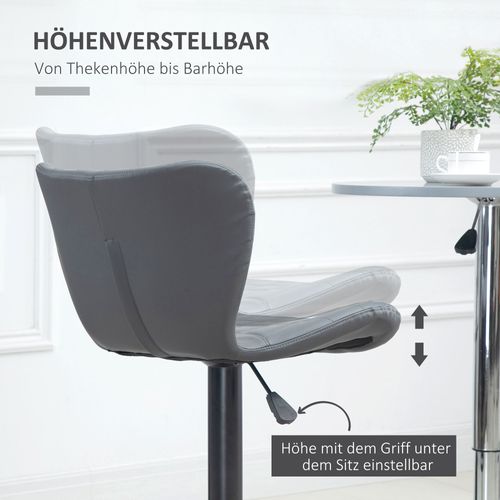 2 Tabourets De Bar Avec Dossier Et Repose-pieds, Réglables En Hauteur, Antidérapants, Gris