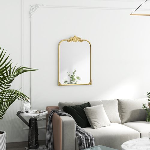 Miroir Mural 60 X 87 Cm, Baroque, Cadre Métallique Décoratif Pour Salon Et Chambre