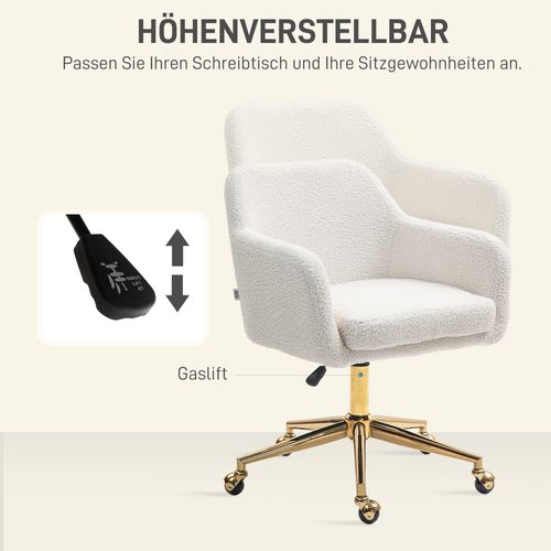 Chaise De Bureau Réglable En Hauteur, Fauteuil De Relaxation Avec Cadre En Acier, Blanc Crème