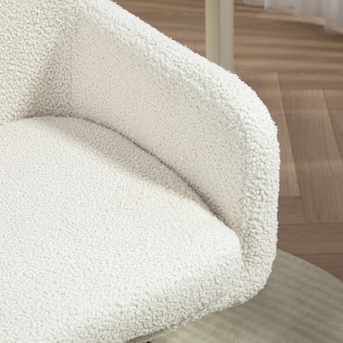Chaise De Bureau Réglable En Hauteur, Fauteuil De Relaxation Avec Cadre En Acier, Blanc Crème