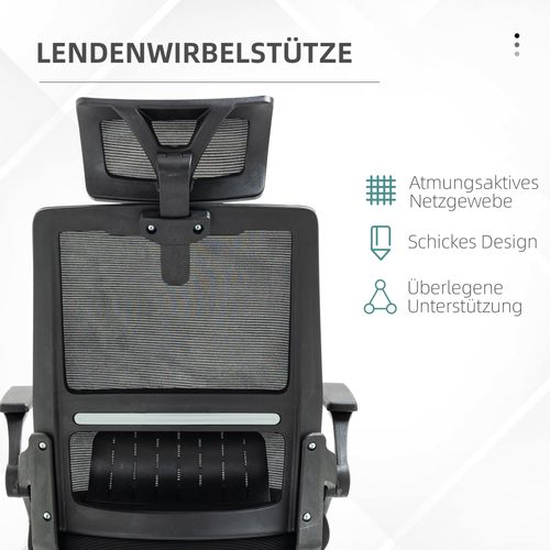 Chaise De Bureau Ergonomique Réglable Avec Appui-tête Et Accoudoirs, Fonction De Bascule, Pivotante