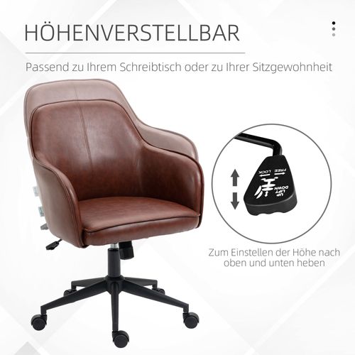 Chaise De Bureau Réglable En Hauteur Avec Fonction De Bascule, Jusqu'à 120 Kg, Similicuir, Brun