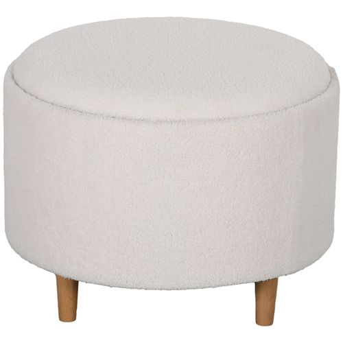 Hocker Rond En Bois Avec Rangement Et Couvercle Rabattable, Blanc