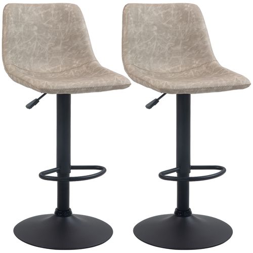 2 Tabourets De Bar Pivotants Avec Repose-pieds, Réglables En Hauteur, Simili Cuir, Beige